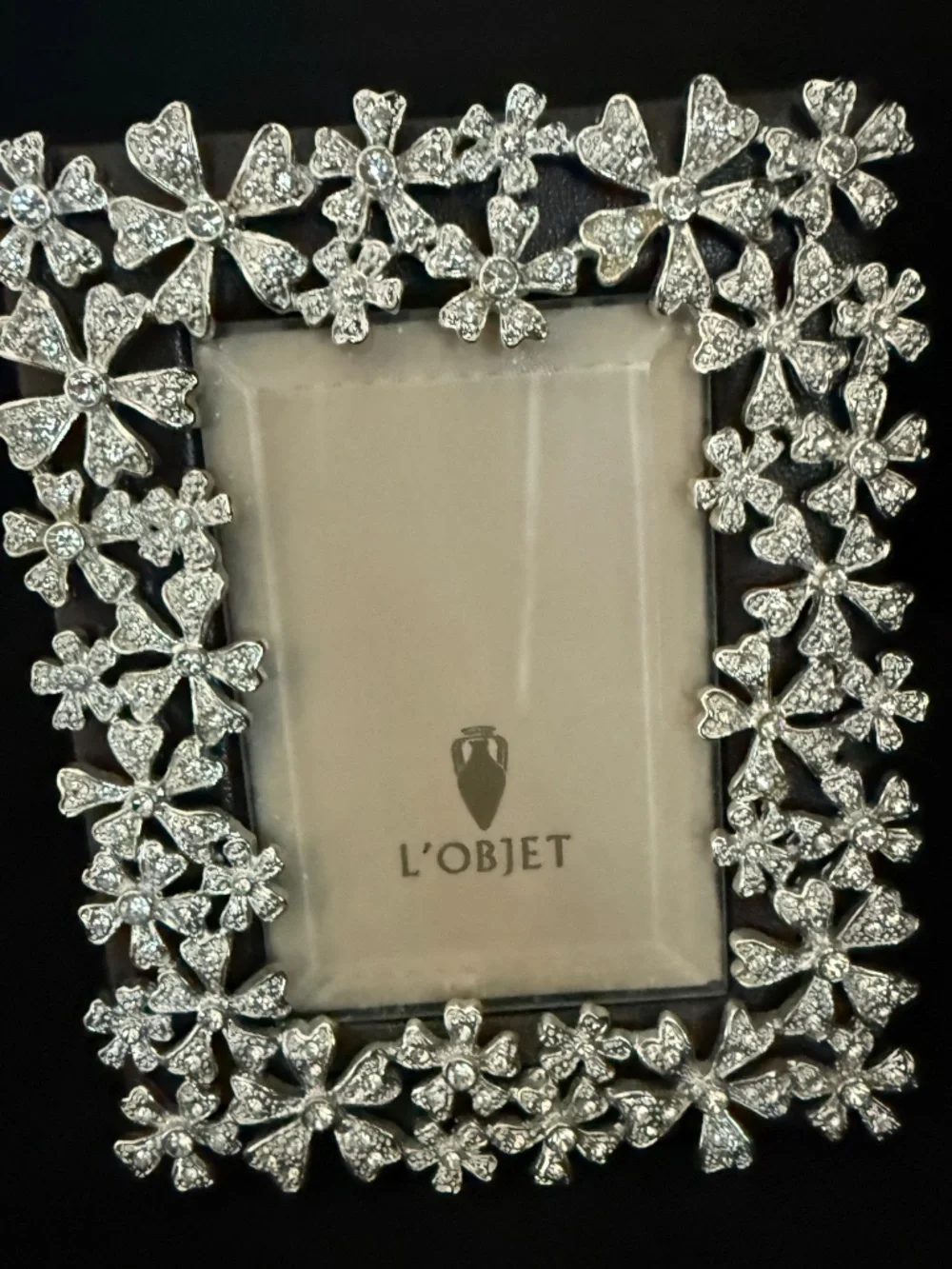 L'OBJET Luxury MINI Picture FRAMES Set of 2 | Platinum FLORAL Swarovski® Crystal